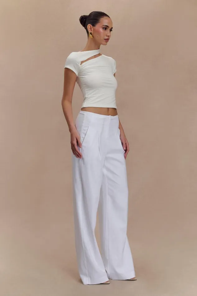 Women Meshki Tops Aurelie Cut Out Short Sleeve Top 8211 Ivory
