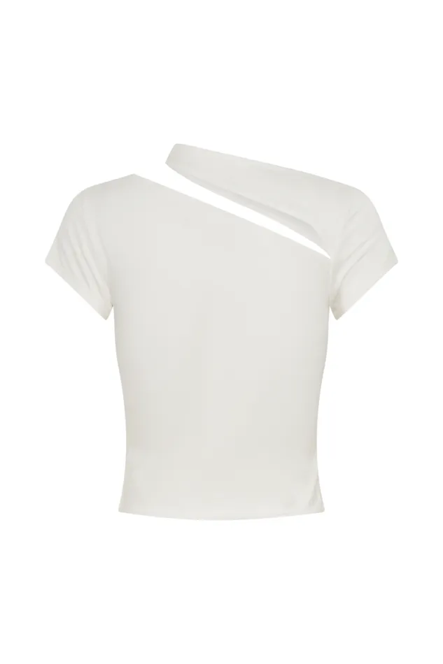Women Meshki Tops Aurelie Cut Out Short Sleeve Top 8211 Ivory