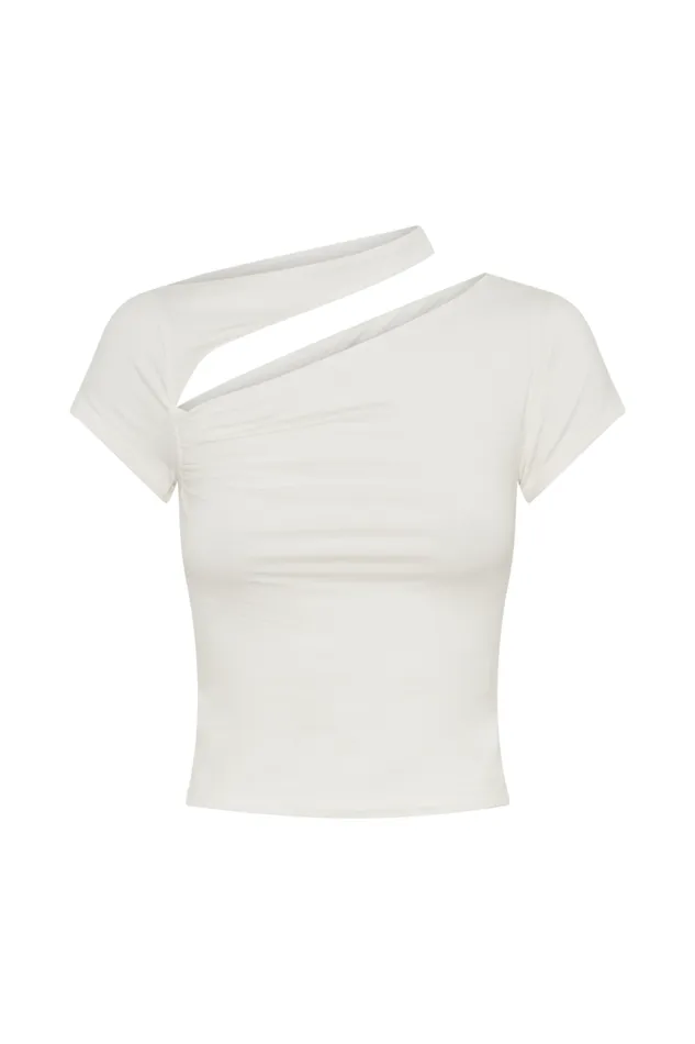 Women Meshki Tops Aurelie Cut Out Short Sleeve Top 8211 Ivory