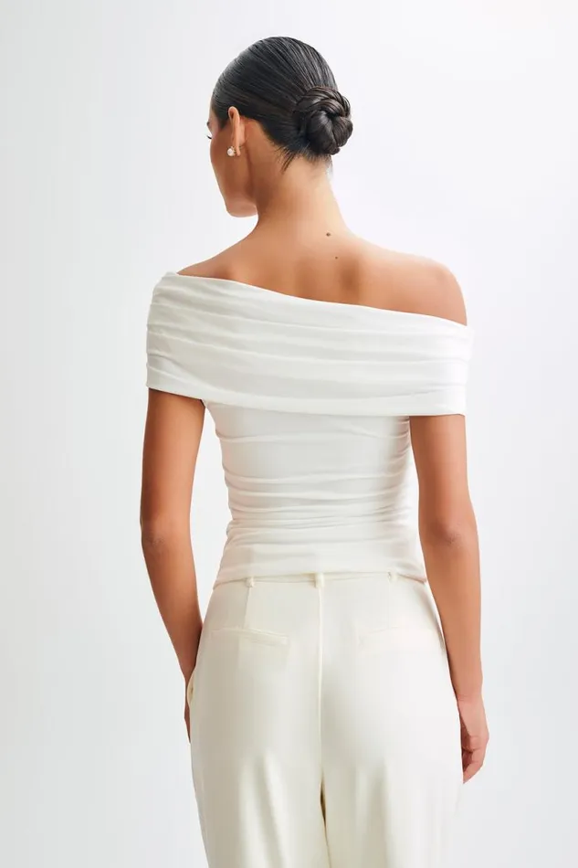 Women Meshki Tops Cassandra Off Shoulder Slinky Top 8211 White