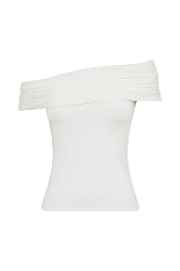 Women Meshki Tops Cassandra Off Shoulder Slinky Top 8211 White