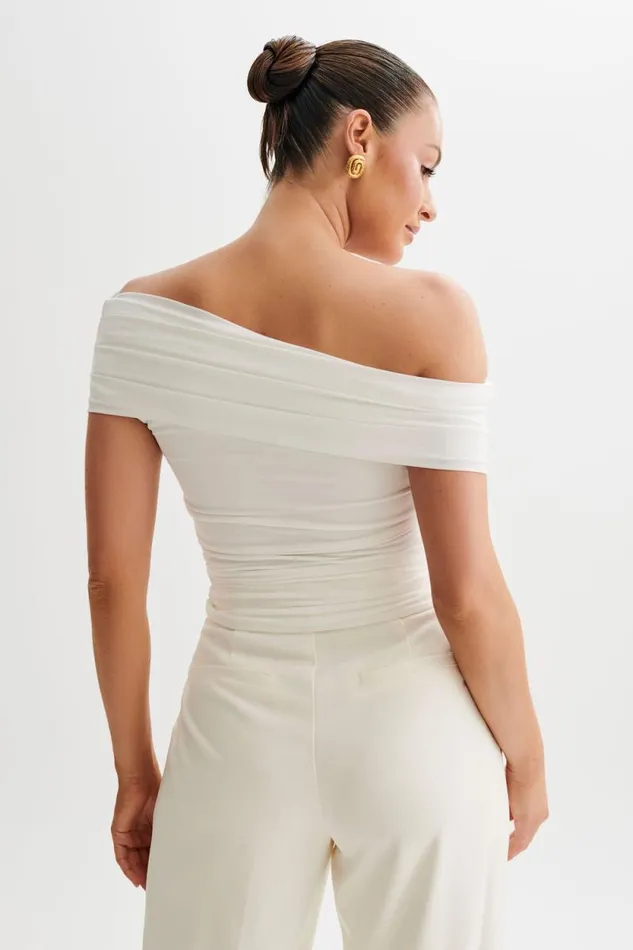 Women Meshki Tops Cassandra Off Shoulder Slinky Top 8211 White