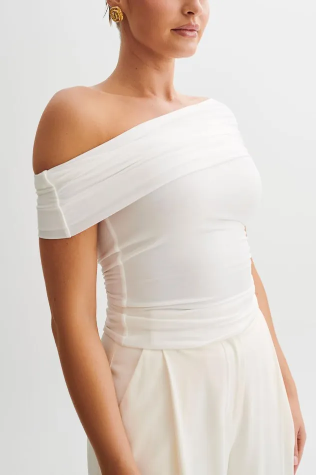 Women Meshki Tops Cassandra Off Shoulder Slinky Top 8211 White