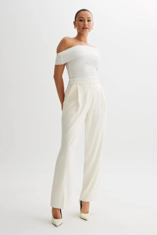 Women Meshki Tops Cassandra Off Shoulder Slinky Top 8211 White