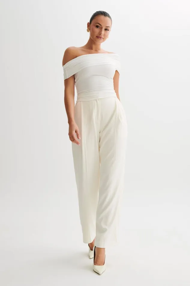 Women Meshki Tops Cassandra Off Shoulder Slinky Top 8211 White
