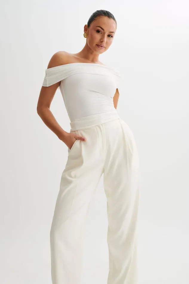 Women Meshki Tops Cassandra Off Shoulder Slinky Top 8211 White