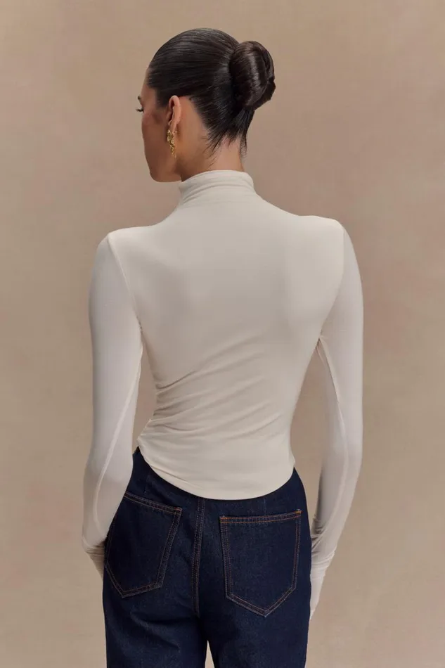 Women Meshki Tops Ember Modal Long Sleeve High Neck Top 8211 Ivory