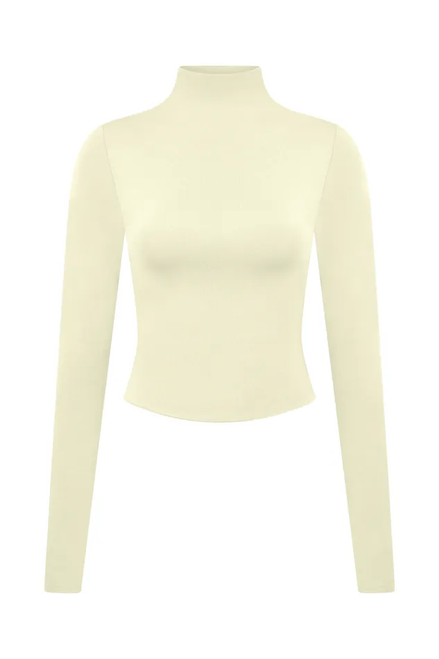 Women Meshki Tops Ember Modal Long Sleeve High Neck Top 8211 Ivory