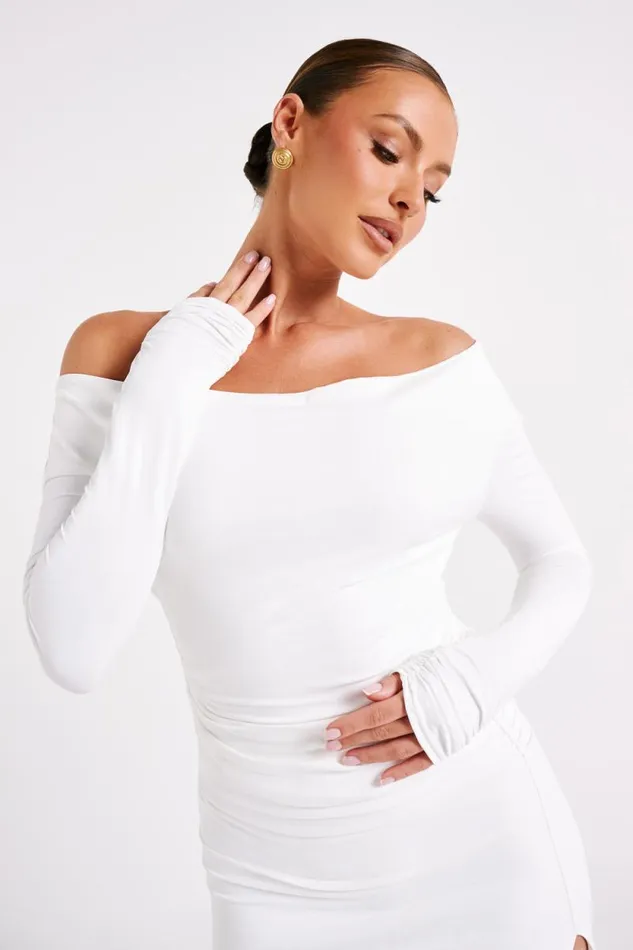 Women Meshki Tops Emma Recycled Nylon Long Sleeve Top 8211 White