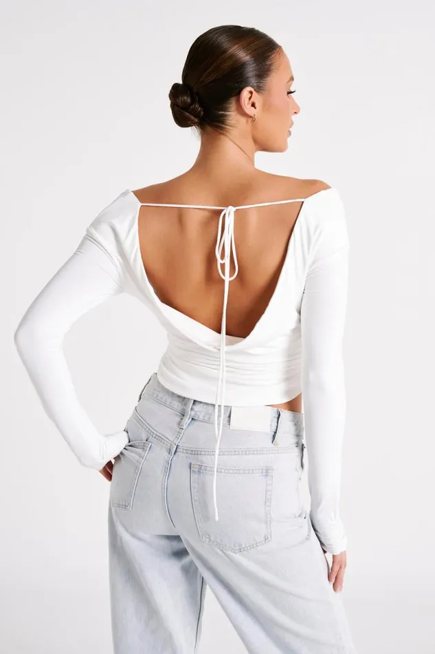 Women Meshki Tops Emma Recycled Nylon Long Sleeve Top 8211 White