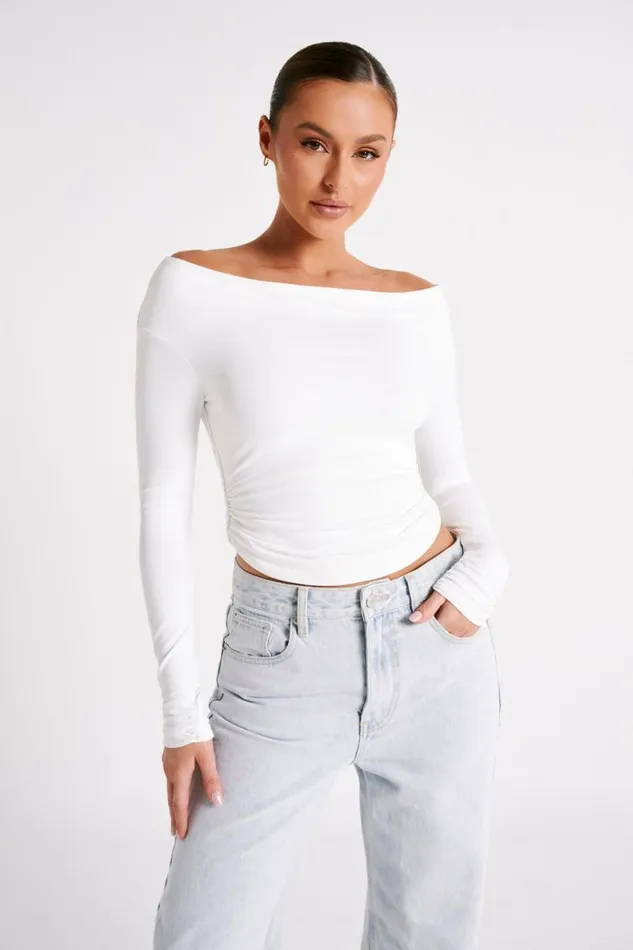 Women Meshki Tops Emma Recycled Nylon Long Sleeve Top 8211 White