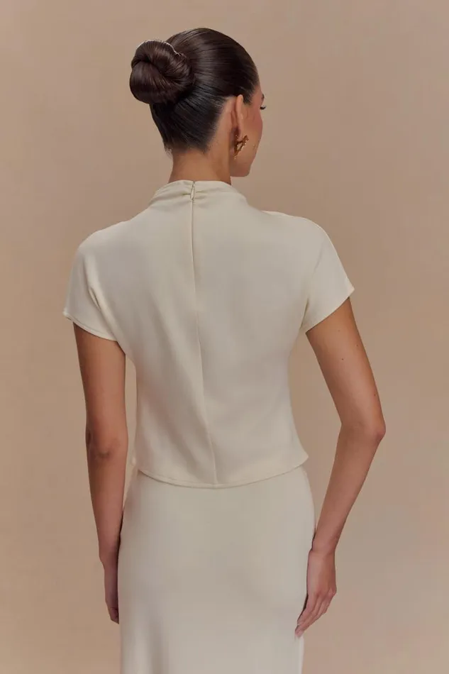 Women Meshki Tops Eris High Neck Scuba Jersey Top 8211 Ivory