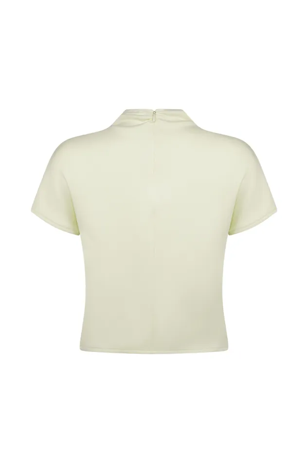 Women Meshki Tops Eris High Neck Scuba Jersey Top 8211 Ivory