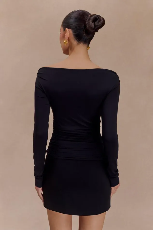 Women Meshki Tops Jaden Off Shoulder Recycled Nylon Top 8211 Black