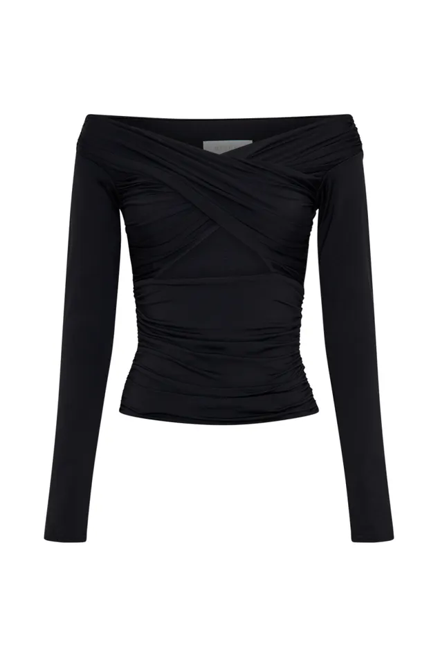 Women Meshki Tops Jaden Off Shoulder Recycled Nylon Top 8211 Black