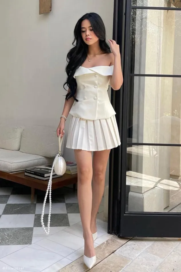 Women Meshki Tops Krista Strapless Suiting Top 8211 Ivory
