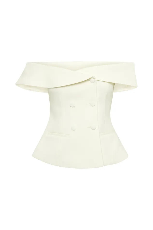 Women Meshki Tops Krista Strapless Suiting Top 8211 Ivory