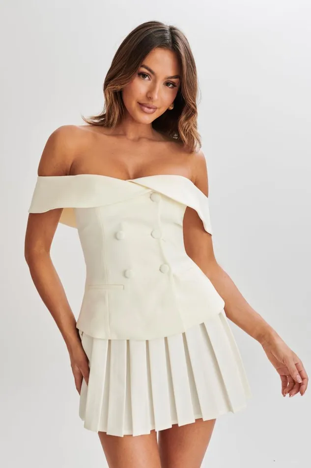 Women Meshki Tops Krista Strapless Suiting Top 8211 Ivory