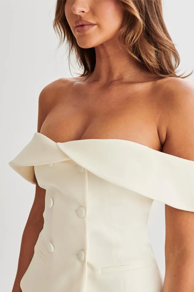 Women Meshki Tops Krista Strapless Suiting Top 8211 Ivory