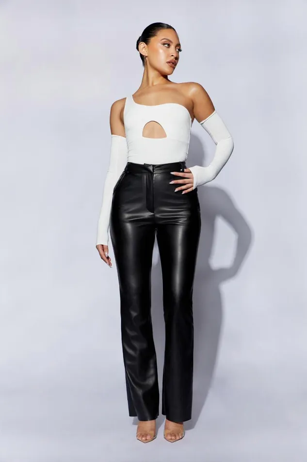 Women Meshki Tops Lexi One Shoulder Cut Out Bodysuit 8211 White