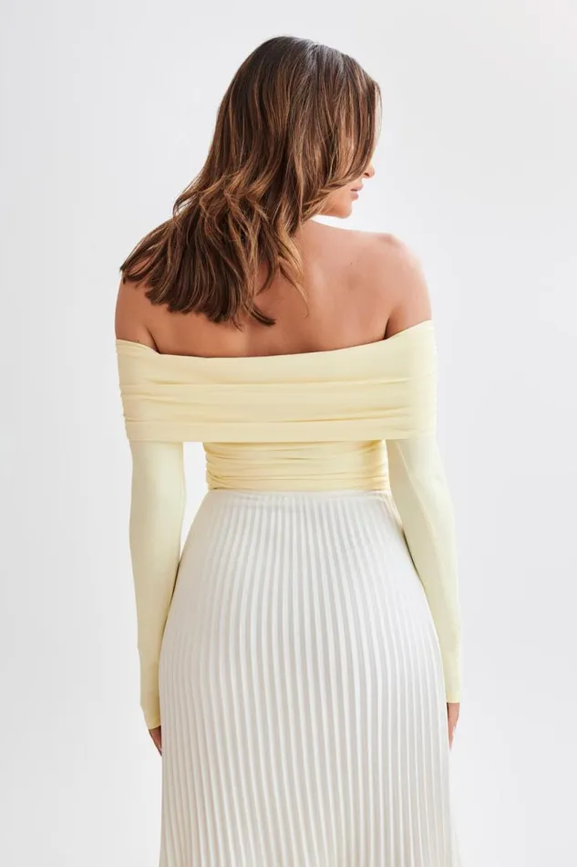 Women Meshki Tops Lucinda Recycled Nylon Off Shoulder Top 8211 Lemon