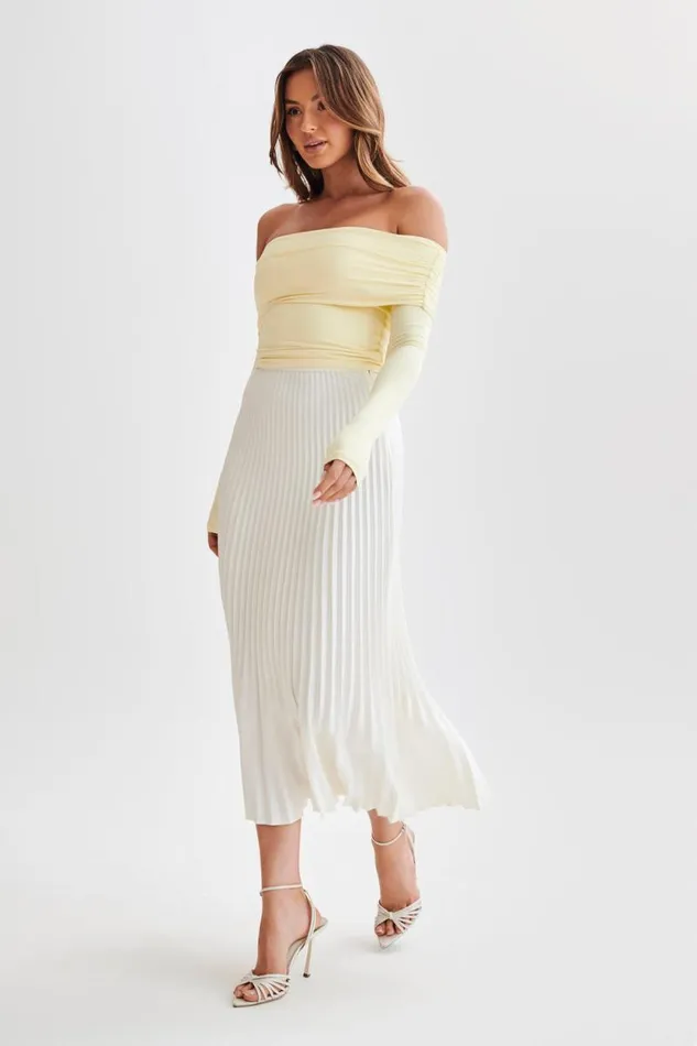 Women Meshki Tops Lucinda Recycled Nylon Off Shoulder Top 8211 Lemon