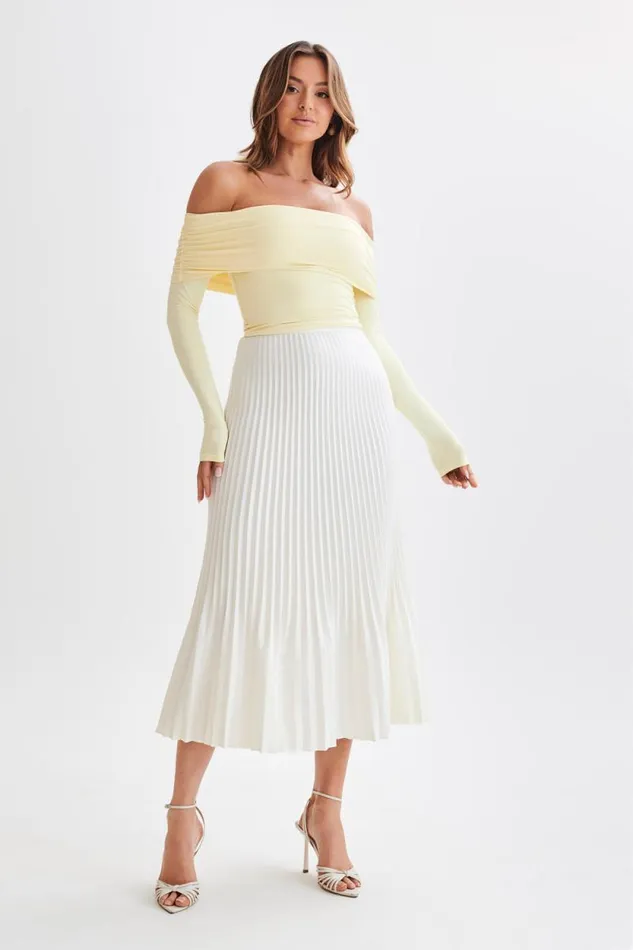 Women Meshki Tops Lucinda Recycled Nylon Off Shoulder Top 8211 Lemon