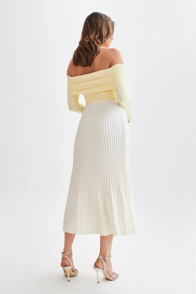 Women Meshki Tops Lucinda Recycled Nylon Off Shoulder Top 8211 Lemon
