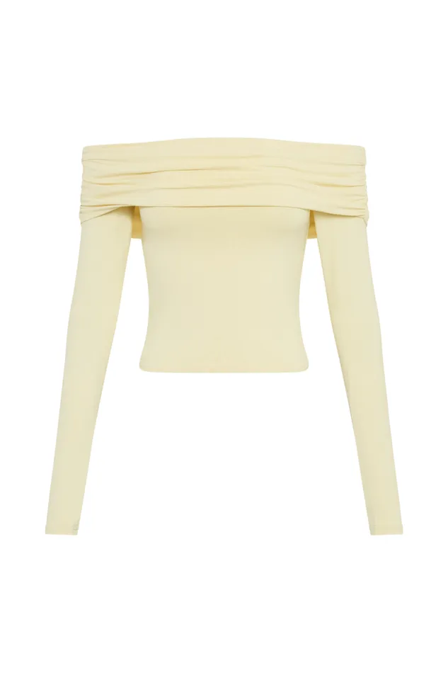 Women Meshki Tops Lucinda Recycled Nylon Off Shoulder Top 8211 Lemon