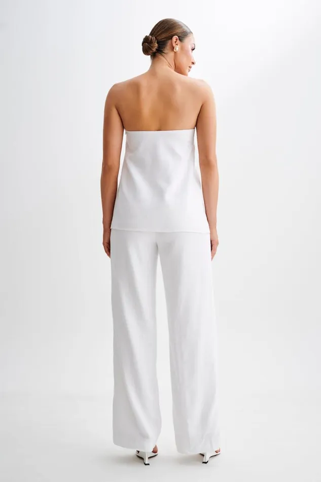 Women Meshki Tops Luisa Strapless Linen Top 8211 White