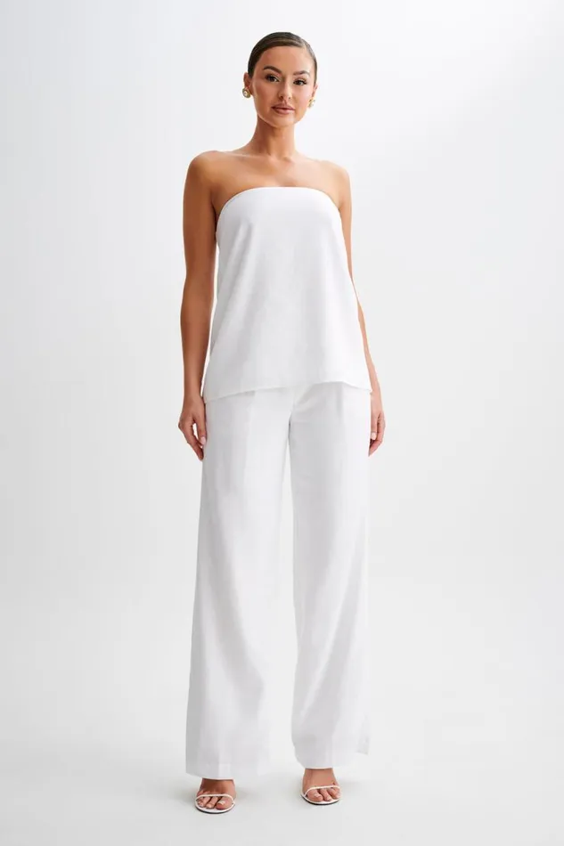 Women Meshki Tops Luisa Strapless Linen Top 8211 White