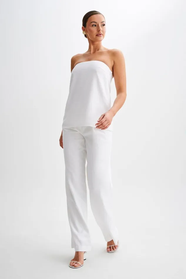 Women Meshki Tops Luisa Strapless Linen Top 8211 White