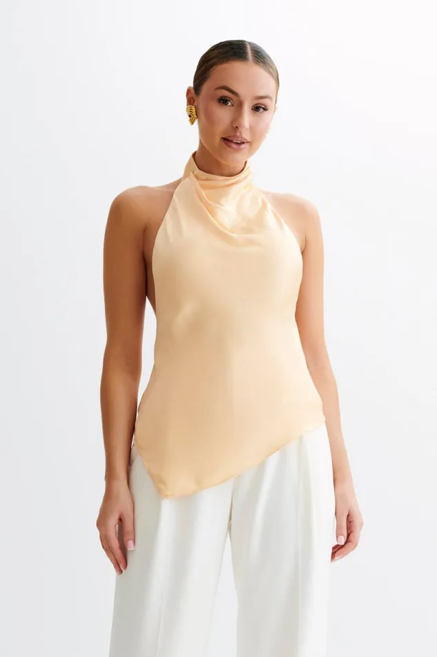 Women Meshki Tops Seraphine Satin Halter Top 8211 Peach