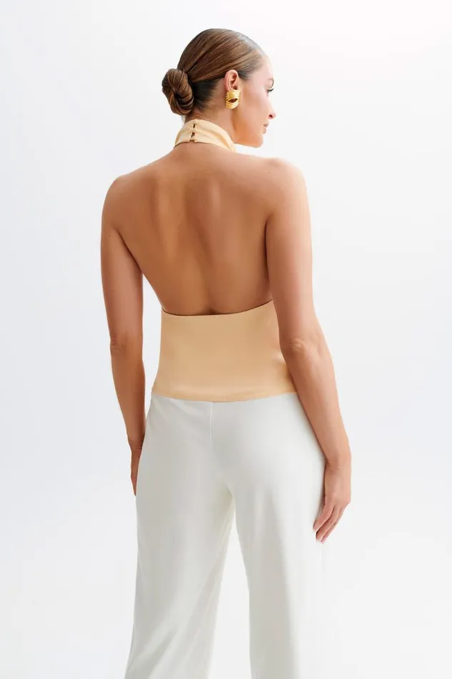 Women Meshki Tops Seraphine Satin Halter Top 8211 Peach