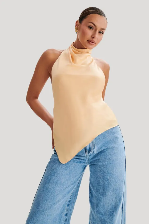 Women Meshki Tops Seraphine Satin Halter Top 8211 Peach
