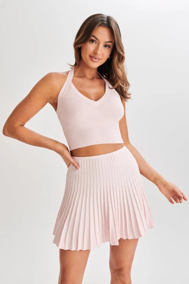 Women Meshki Tops Wendy Halter Knit Top 8211 Fairy Floss Pink