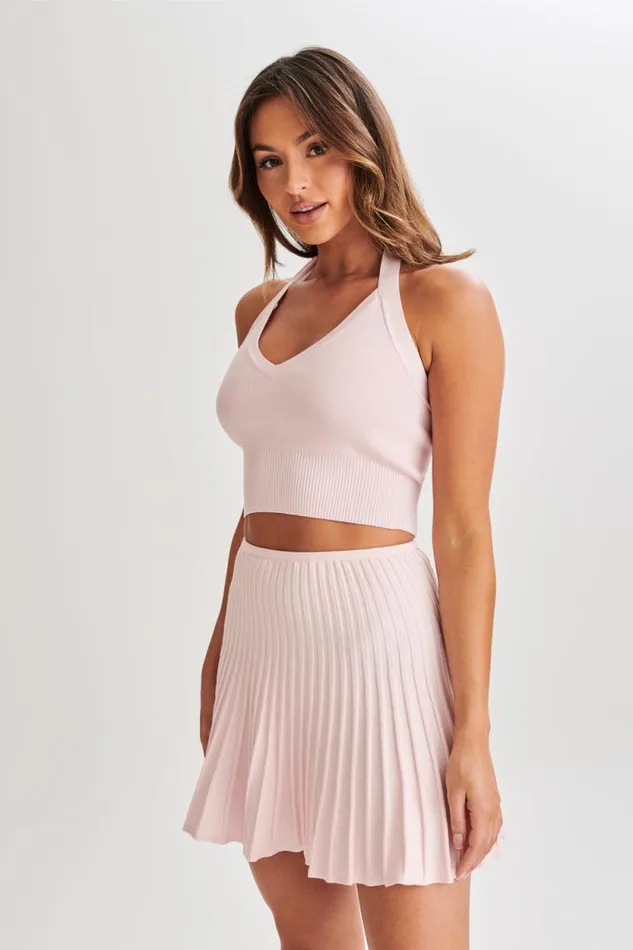 Women Meshki Tops Wendy Halter Knit Top 8211 Fairy Floss Pink