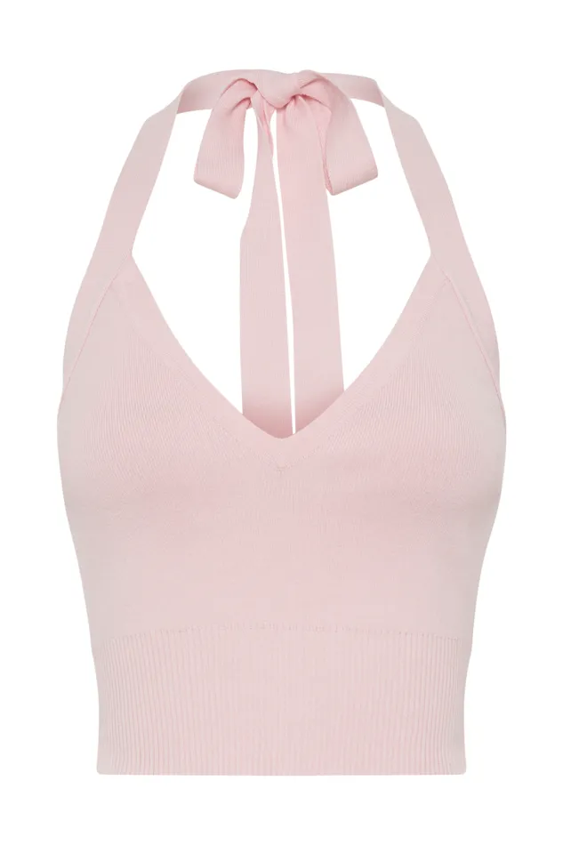Women Meshki Tops Wendy Halter Knit Top 8211 Fairy Floss Pink