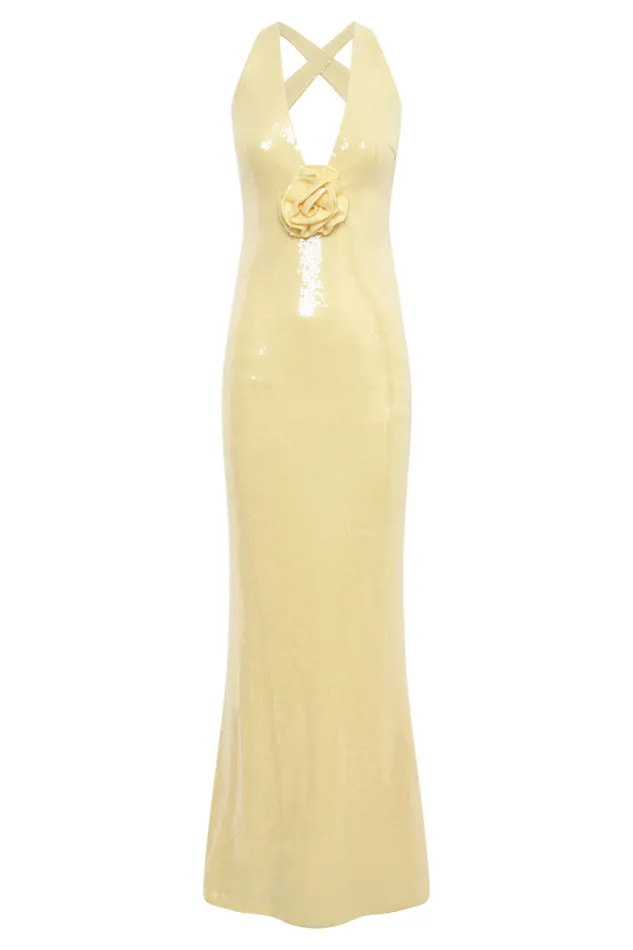 Women Meshki Two Piece Sets Eliza Rose Sequin Maxi Dress 8211 Lemon