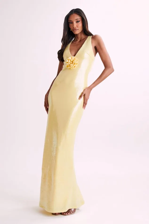 Women Meshki Two Piece Sets Eliza Rose Sequin Maxi Dress 8211 Lemon