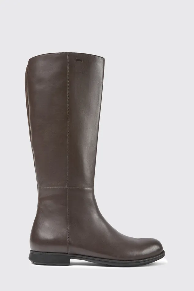 Women Mil Brown Leather And Textile Black Boots Camper Boots Women Mil Brown Leather And Textile Black Boots Camper Boots