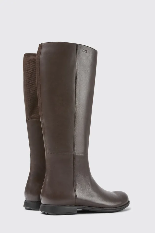 Women Mil Brown Leather And Textile Black Boots Camper Boots Women Mil Brown Leather And Textile Black Boots Camper Boots
