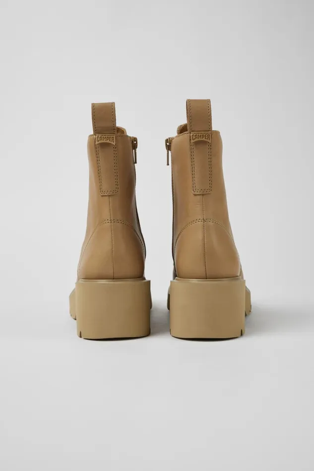 Women Milah Beige Laceup Boots Camper Ankle Boots Women Milah Beige Laceup Boots Camper Ankle Boots