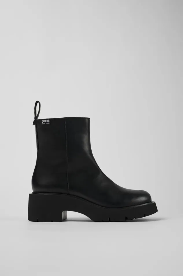 Women Milah HYDROSHIELD Black Leather Boots Camper Ankle Boots Women Milah HYDROSHIELD Black Leather Boots Camper Ankle Boots