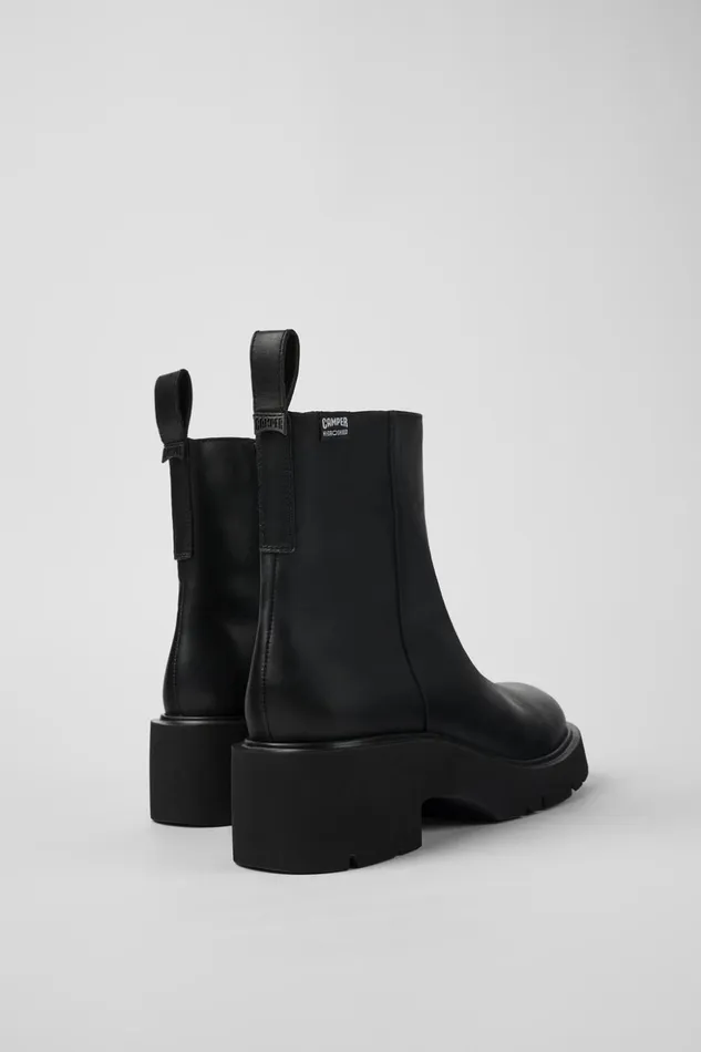 Women Milah HYDROSHIELD Black Leather Boots Camper Ankle Boots Women Milah HYDROSHIELD Black Leather Boots Camper Ankle Boots