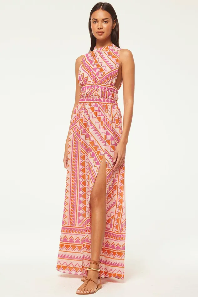 Women MISA Los Angeles Dresses ARANITA DRESS Aperol Geo