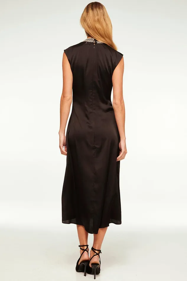 Women MISA Los Angeles Dresses KIRA DRESS Black Satin
