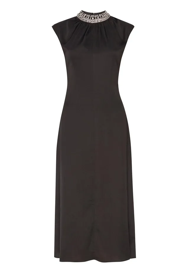 Women MISA Los Angeles Dresses KIRA DRESS Black Satin