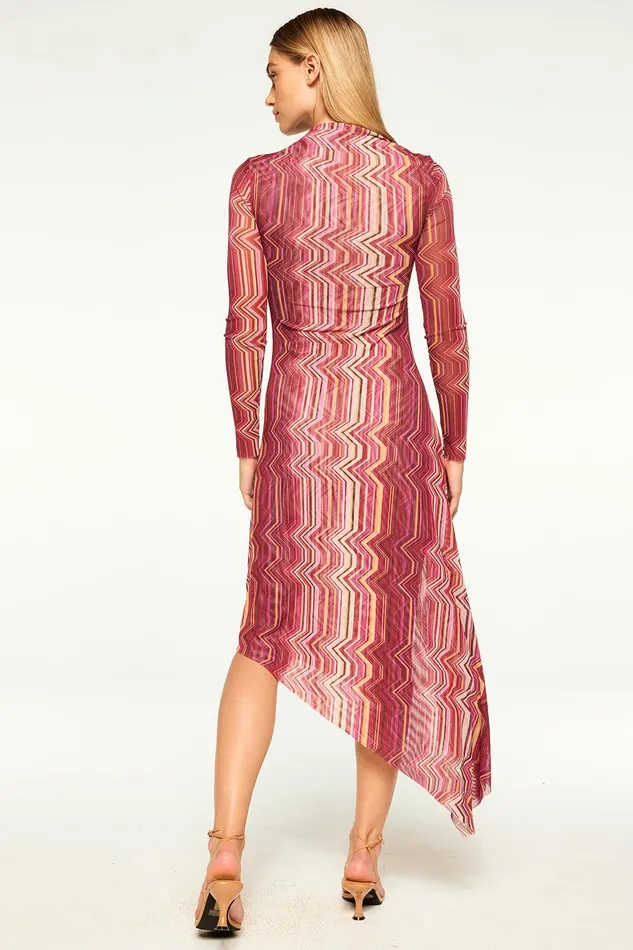 Women MISA Los Angeles Dresses MARINA DRESS La Banda Crimson Mesh