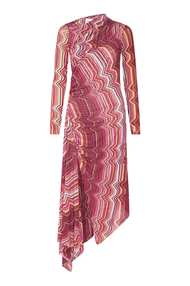 Women MISA Los Angeles Dresses MARINA DRESS La Banda Crimson Mesh